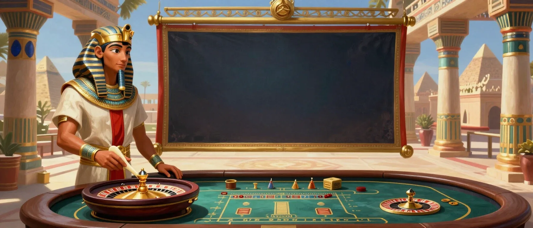 Ken Howells Casino live table scene with roulette, cards and dice